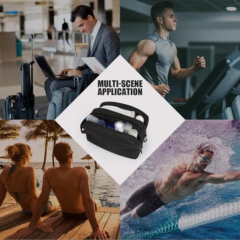 emissary Travel Toiletry Bag for Men, Water Resistant Travel Bathroom Bag Men's Shaving Kit, Dopp Kit for Men, Waterproof Toiletry Bag, Shaving Bag, Hygiene Bag, Mens Toiletry Travel Bag - Black in Kuwait