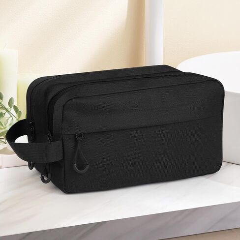 emissary Travel Toiletry Bag for Men, Water Resistant Travel Bathroom Bag Men's Shaving Kit, Dopp Kit for Men, Waterproof Toiletry Bag, Shaving Bag, Hygiene Bag, Mens Toiletry Travel Bag - Black in Kuwait
