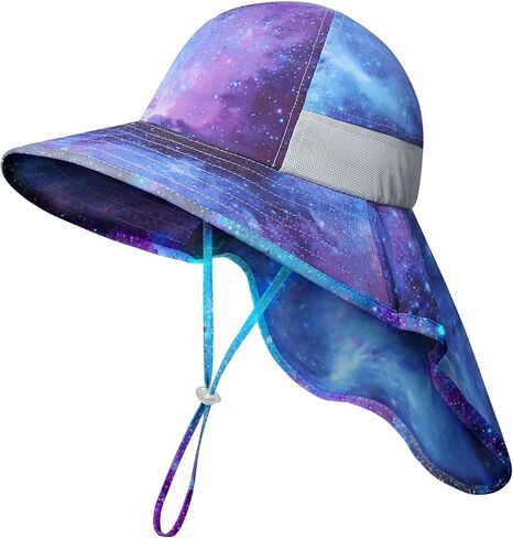 قبعة ريتشين الشمسية للأطفال للحماية من الأشعة فوق البنفسجية في الهواء الطلق، قبعات لعب الشاطئ مع غطاء للرقبة، قبعة صيد بحافة واسعة للأولاد والبنات من عمر 3 إلى 12 سنة in Kuwait