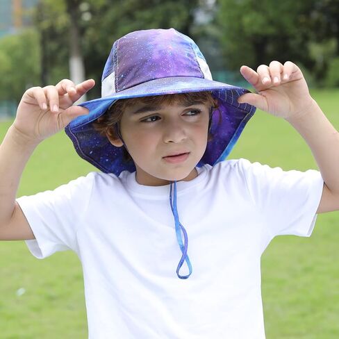 قبعة ريتشين الشمسية للأطفال للحماية من الأشعة فوق البنفسجية في الهواء الطلق، قبعات لعب الشاطئ مع غطاء للرقبة، قبعة صيد بحافة واسعة للأولاد والبنات من عمر 3 إلى 12 سنة in Kuwait