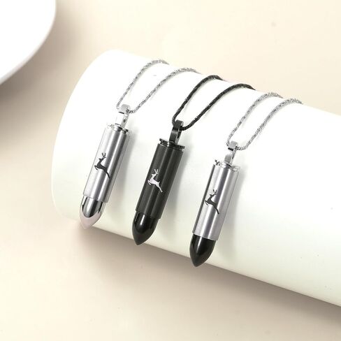 Deer Bullet Cremation Urn Necklace for Ashes Stainless Steel Memorial Cremation Jewelry for Loved One's Ashes Pendant in Kuwait