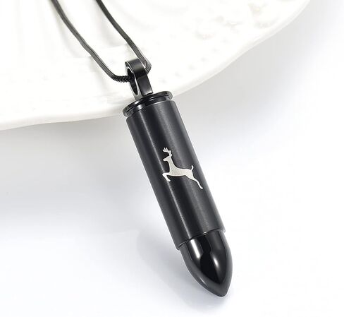 Deer Bullet Cremation Urn Necklace for Ashes Stainless Steel Memorial Cremation Jewelry for Loved One's Ashes Pendant in Kuwait