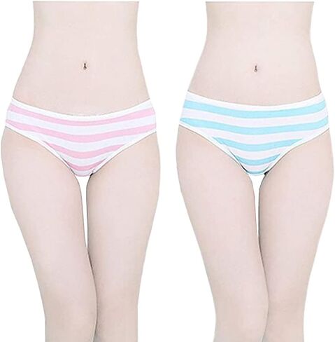 FASXIR Japanese Style Cute Striped Cotton Thong Bikini Underwear Briefs Panty Cosplay Panties for Women Pack of 2 in Saudi Arabia