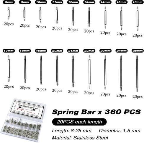 AOESIN 366 in 1 Metal Spring Bar Tool Sets (5 in 1 Spring bar Tools and 360 PCS Spring Bars) Kits for Watch Bands Straps Links Removal and Repair in Saudi Arabia
