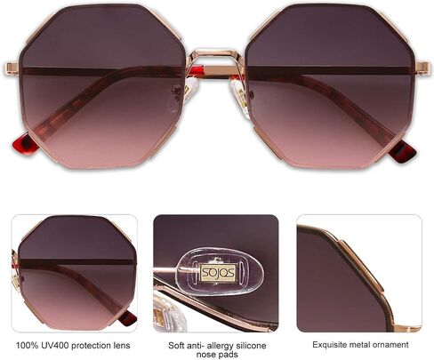 SOJOS Sunglasses for Women Men Classic Retro Polygon Shades UV400 in Saudi Arabia