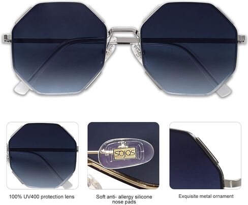 SOJOS Sunglasses for Women Men Classic Retro Polygon Shades UV400 in Saudi Arabia
