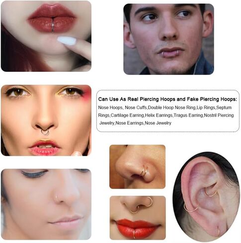 12 قطعة 20 غرام، اقراط وهمية لغضروف الانف، اقراط انف وحاجز الانف، اقراط انف مضادة للحساسية من الستيل الجراحي 316l، اقراط انف صغيرة ورفيعة، مجوهرات ثقب الانف مقاس 6 ملم 8 ملم 10 ملم للنساء in Kuwait