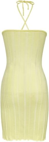 Criss Cross Halter Neck Dress Sleeveless Backless Hollow Out Bodycon Mini Dress Y2K Summer Clubwear in Saudi Arabia