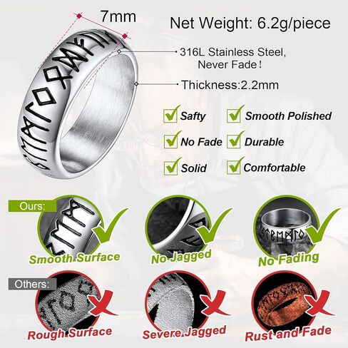 FaithHeart Norse Viking Spinner Runes Ring Stainless Steel/Gold Plated Rotatable Band Rings for Men Women- Can Personalized Engrave in Saudi Arabia