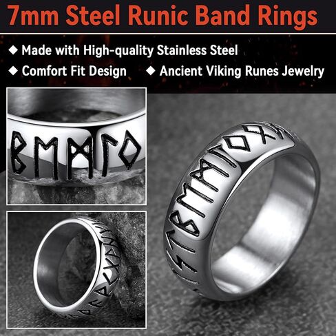 FaithHeart Norse Viking Spinner Runes Ring Stainless Steel/Gold Plated Rotatable Band Rings for Men Women- Can Personalized Engrave in Saudi Arabia