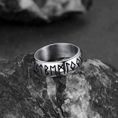 FaithHeart Norse Viking Spinner Runes Ring Stainless Steel/Gold Plated Rotatable Band Rings for Men Women- Can Personalized Engrave in Saudi Arabia