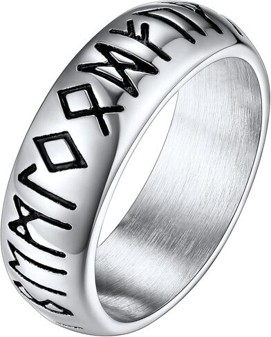 FaithHeart Norse Viking Spinner Runes Ring Stainless Steel/Gold Plated Rotatable Band Rings for Men Women- Can Personalized Engrave in Saudi Arabia