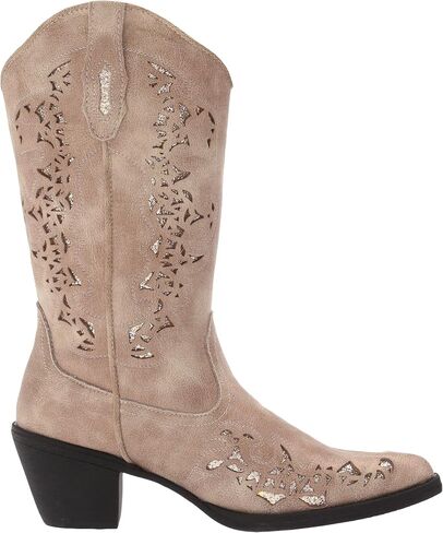 ROPER Womens Alisa Snip Toe Western Cowboy Boots Mid Calf Low Heel 1-2" - Brown in Saudi Arabia
