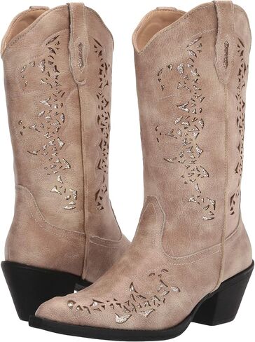 ROPER Womens Alisa Snip Toe Western Cowboy Boots Mid Calf Low Heel 1-2" - Brown in Saudi Arabia