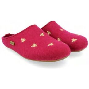 HAFLINGER Api Grey Wool/Bee Motif Womens Slip On Mule Slippers