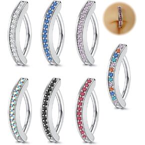 Fansilver 14G الفرس البطن زر خواتم حلقات البطن للنساء لطيف صغير هوب الجراحية الصلب حلقات زر البطن بسيطة عكس السرة ثقب المجوهرات زركون ثقب البطن المجوهرات in Kuwait