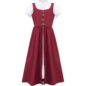 فستان Auidy_6TXD للفتيات من عصر النهضة، زي أميرات العصور الوسطى، زي عصر النهضة للفتيات، مجموعة من قطعتين in Kuwait