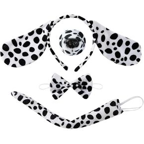 4 قطعة مجموعة إكسسوارات زي الحيوان عقال ذيل الأنف ربطة عنق الهالوين الدلماسي الكلب البقرة والخنزير فستان للأطفال والكبار in Kuwait