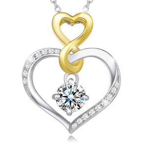 Agvana Birthstone Necklace Valentines Day Gifts for Women Sterling Silver Genuine or Created Gemstone Infinity Love Heart Pendant Necklace Anniversary Birthday Gifts for Women Girls Mom Wife Daughter Her in Kuwait