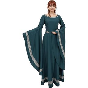daizbella Renaissance Dress Gown Women's Medieval Dress with Lace Decoration Halloween Party Renaissance Fair Dress
