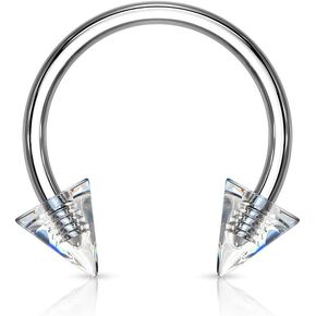 Pierced Owl 16GA 316L Stainless Steel Acrylic Spike Ends Horseshoe Circular Barbell