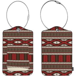 EKOBLA ملصق حقيبة بنمط عرقي على الطراز الأصلي على الطراز الأمريكي Aztec علامة حقيبة لحقائب السفر ملصق معرف جلدي مع حلقة من الفولاذ المقاوم للصدأ in Kuwait