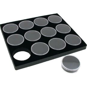 12 Gem Stone Jars Display Black Foam Tray Travel Insert in Saudi Arabia