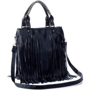 Downupdown Women Tassel Fringe Shoulder bag Big Tote Messenger Handbag Hobo Cross Body Bag