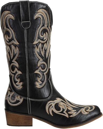 أحذية رعاة البقر للسيدات من SheSole للسيدات واسعة الساق، أحذية راعية البقر الغربية ذات مقدمة مدببة in Kuwait