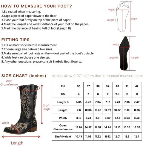 أحذية رعاة البقر للسيدات من SheSole للسيدات واسعة الساق، أحذية راعية البقر الغربية ذات مقدمة مدببة in Kuwait