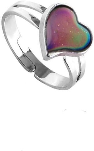 Love Heart Dinosaur Sun Smile Face Color Change Ring Mood Emotion Temperature Adjustable Index Ring for Women Girls Boys in Saudi Arabia