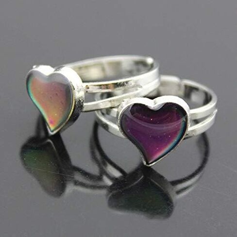 Love Heart Dinosaur Sun Smile Face Color Change Ring Mood Emotion Temperature Adjustable Index Ring for Women Girls Boys in Saudi Arabia