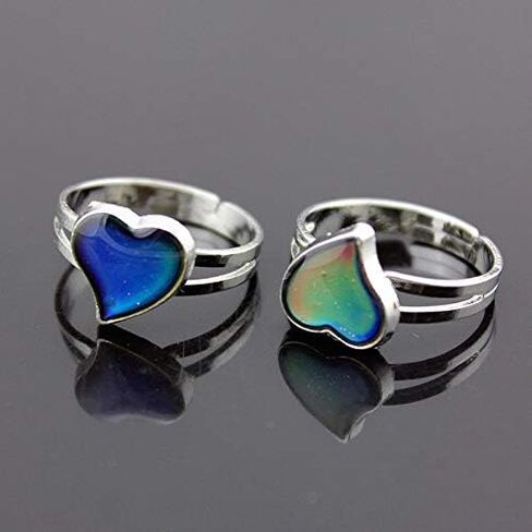 Love Heart Dinosaur Sun Smile Face Color Change Ring Mood Emotion Temperature Adjustable Index Ring for Women Girls Boys in Saudi Arabia