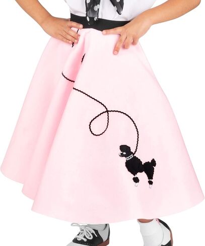 Hip Hop 50's Shop Child 4 Piece Poodle Skirt Costume Set (Light Pink Polka Dot, Small Child) in Saudi Arabia
