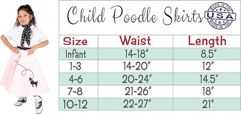 Hip Hop 50's Shop Child 4 Piece Poodle Skirt Costume Set (Light Pink Polka Dot, Small Child) in Saudi Arabia