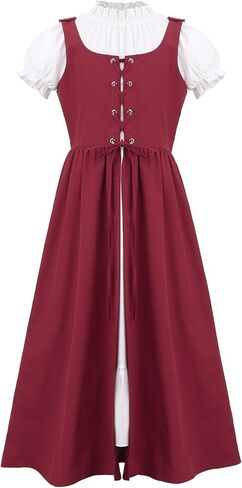 فستان Auidy_6TXD للفتيات من عصر النهضة، زي أميرات العصور الوسطى، زي عصر النهضة للفتيات، مجموعة من قطعتين in Kuwait