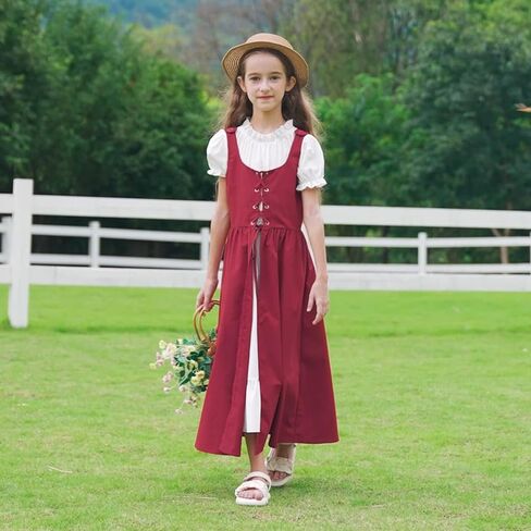 فستان Auidy_6TXD للفتيات من عصر النهضة، زي أميرات العصور الوسطى، زي عصر النهضة للفتيات، مجموعة من قطعتين in Kuwait