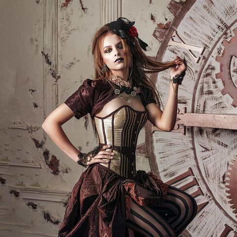 Crowye 5 Pcs Steampunk Jewelry Set Steampunk Mini Top Hat Floral Lace Steampunk Wristband Steampunk Gear Earrings and Necklace for Women Halloween Steampunk Accessories in Saudi Arabia