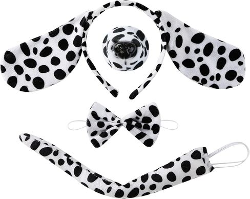 4 قطعة مجموعة إكسسوارات زي الحيوان عقال ذيل الأنف ربطة عنق الهالوين الدلماسي الكلب البقرة والخنزير فستان للأطفال والكبار in Kuwait