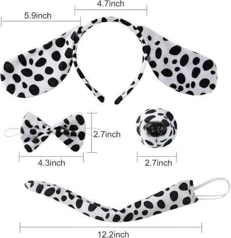 4 قطعة مجموعة إكسسوارات زي الحيوان عقال ذيل الأنف ربطة عنق الهالوين الدلماسي الكلب البقرة والخنزير فستان للأطفال والكبار in Kuwait