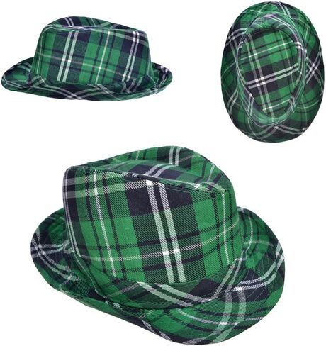 قبعة عيد القديس باتريك من Yilistore، قبعة فيدورا منقوشة أيرلندية لإكسسوارات أزياء الحفلات in Kuwait