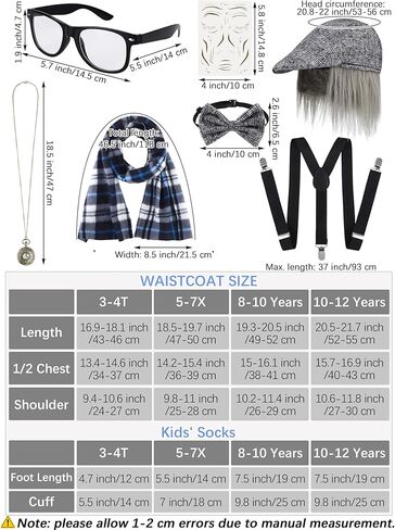 SOMSOC 15 قطعة 100 يوم من أزياء الجد المدرسية مجموعة للأولاد الرجل العجوز زي الجد مجموعة للأطفال المدرسة تأثيري الطرف in Kuwait