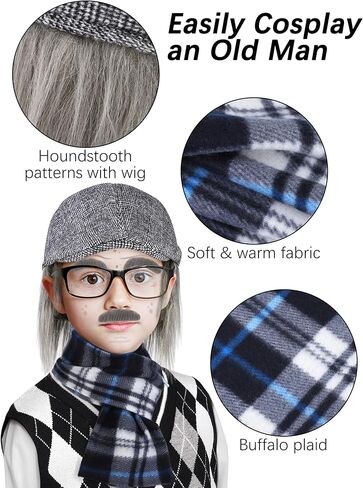 SOMSOC 15 قطعة 100 يوم من أزياء الجد المدرسية مجموعة للأولاد الرجل العجوز زي الجد مجموعة للأطفال المدرسة تأثيري الطرف in Kuwait