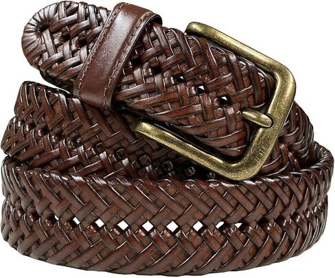 Braided Belt Genuine Leather Woven Casual Dress Belt 1-3/8"(35mm) Wide in Saudi Arabia