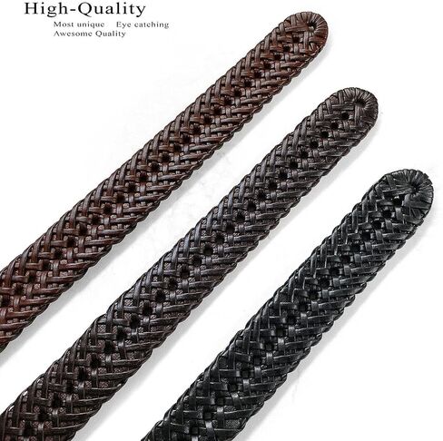 Braided Belt Genuine Leather Woven Casual Dress Belt 1-3/8"(35mm) Wide in Saudi Arabia