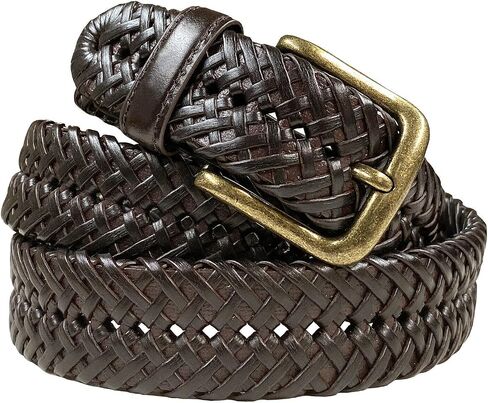Braided Belt Genuine Leather Woven Casual Dress Belt 1-3/8"(35mm) Wide in Saudi Arabia