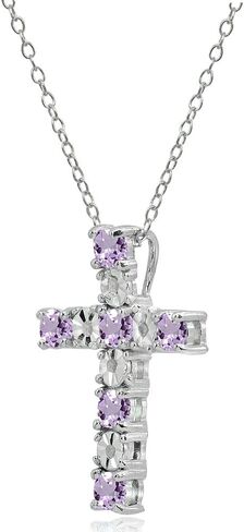 Sterling Silver Gemstone Cross Religious Pendant Necklace in Saudi Arabia