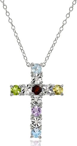 Sterling Silver Gemstone Cross Religious Pendant Necklace in Saudi Arabia