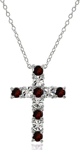 Sterling Silver Gemstone Cross Religious Pendant Necklace in Saudi Arabia