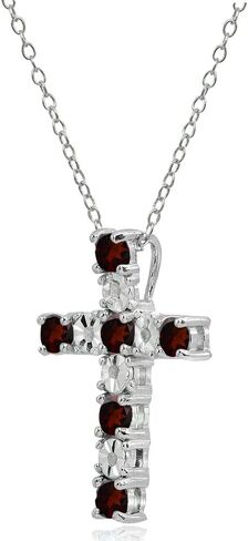 Sterling Silver Gemstone Cross Religious Pendant Necklace in Saudi Arabia